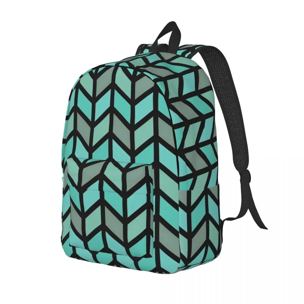 

Geo Print Backpack Women Men Blue Geometric Large Backpacks Polyester Funny School Bags Travel Design Rucksack