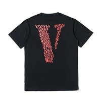 22ss fashion brand vlone joint name large v shaped female printed short sleeve t shirt men and women hip hop half sleeve