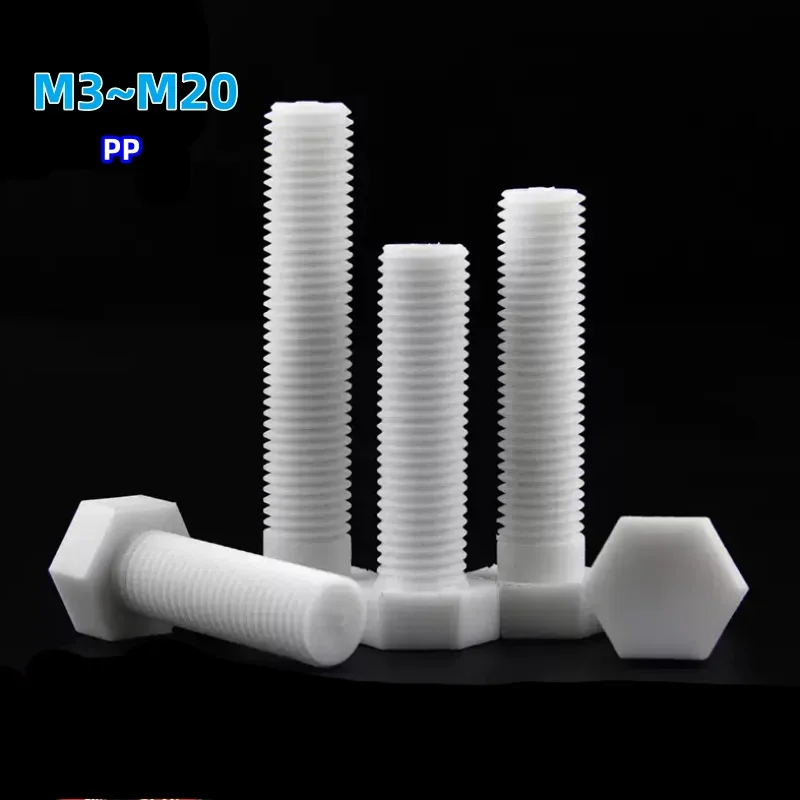 

ПП Полипропилен Внешний шестигранный винт Пластиковая изоляция Антикоррозионный кислото-щелочестойкий болт M3-M20