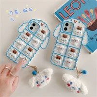 cinnamoroll 3d unzip toy with charm phone cases for iphone 13 12 11 pro max xr xs max x back cover