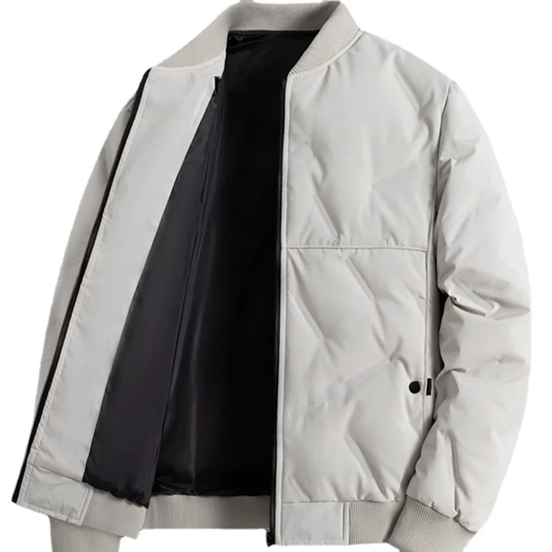 Down Jacket Men's New Winter Baseball Collar Business Leisure Work Cotton-padded Coat Comfortable Warm Thick Cotton-padded Coat