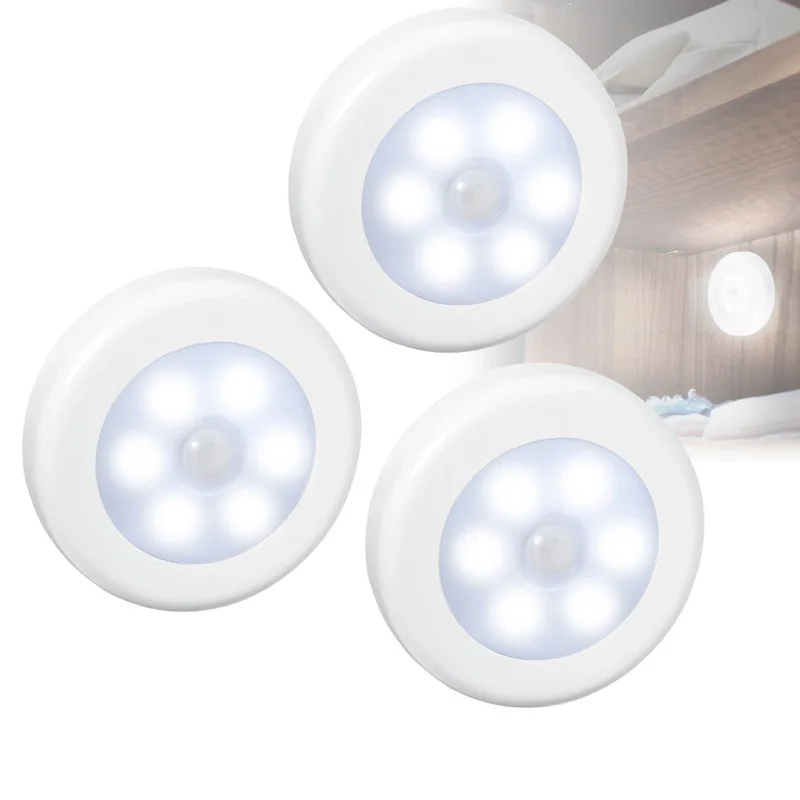

6LED Human Body Induction Night Light Bedside Wardrobe Kitchen Corridor Battery Human Body Infrared Induction Intelligent Light