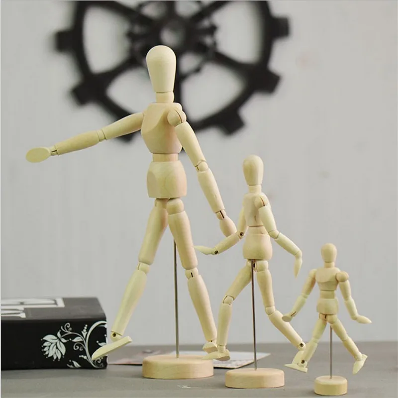 

1pcs Moveable Mannequin Model Limbs Wooden Hand Body Draw Action Toys Figures Home Decor Artist Models Jointed Doll Kid Gifts