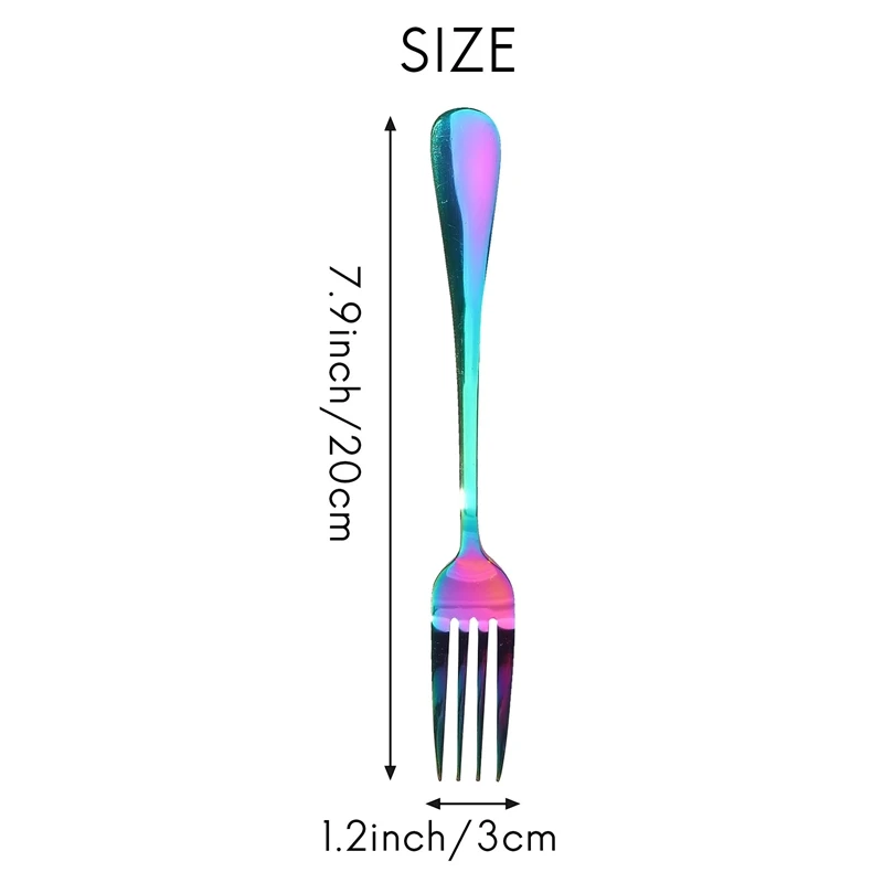 Набор столовых вилок из нержавеющей стали 6 шт. Посуда радужного цвета набор