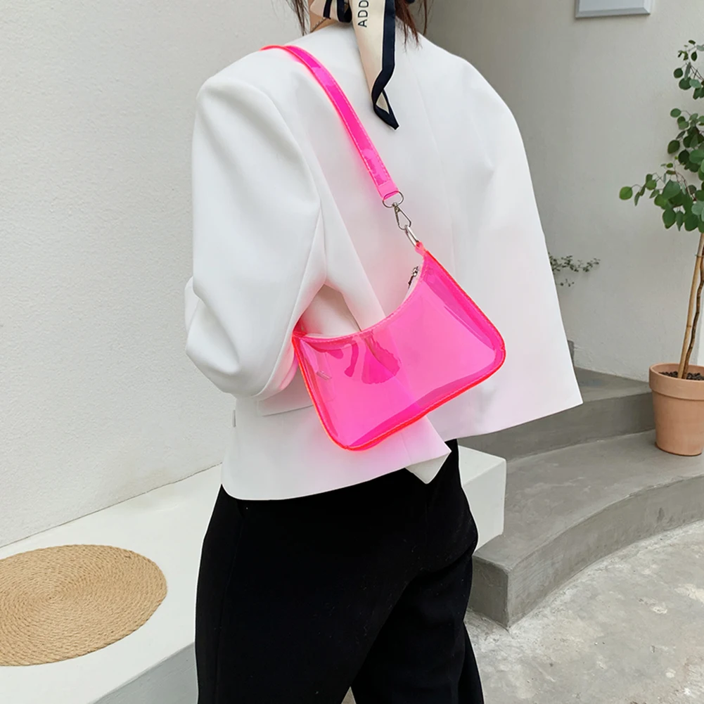

Women's Shopper Bag 2022 Trend Transparent Solid Color Shopper Shoulder Underarm Phone Bag Female Hobos Purses Handbags