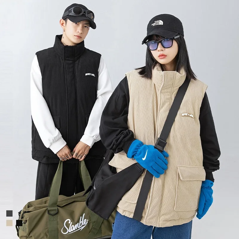 

RAINBOWTOUCHES 2022 Winter Men Down Jacket Vest Corduroy Coat Winter Jackets For Women Solid Color Casual Thickness Down Vest