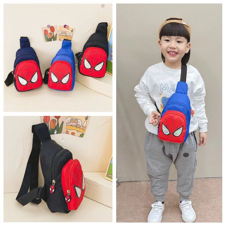 

2023 Disney Marvel Cartoon Children's Shoulder Bags Anime Spiderman High Capacity Chest Bag Unisex Messenger Bag Kids Gifts