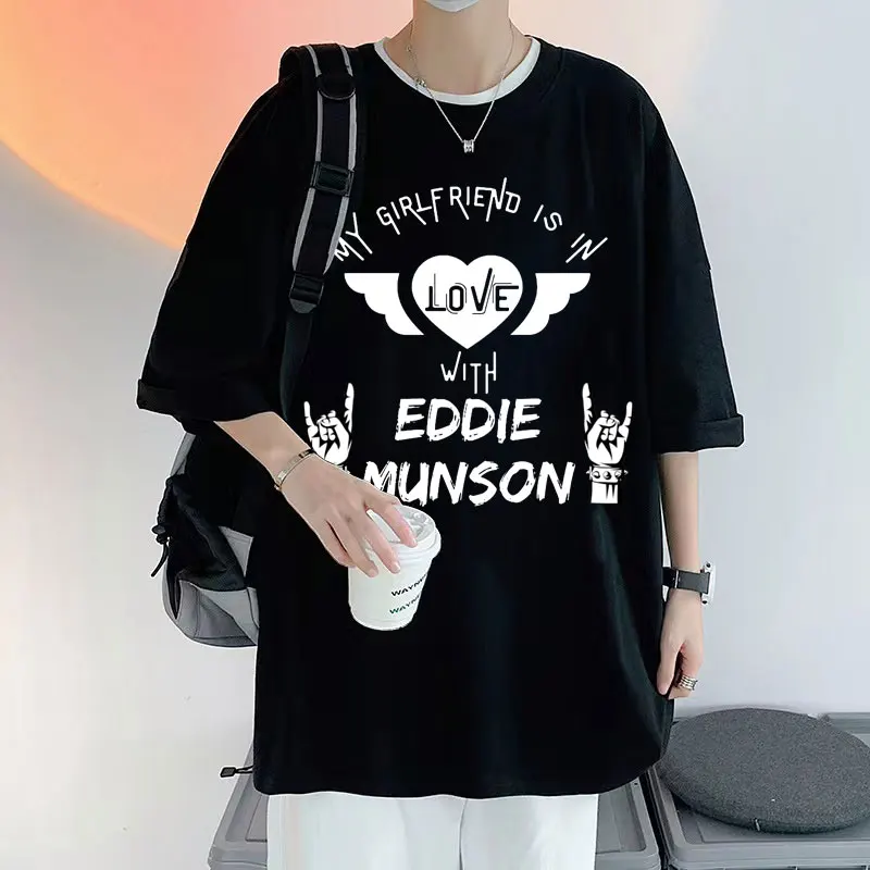 

Stranger Things 4 Hellfire Club Eddie Munson Graphic Print Tshirt Mens Hip Hop T-shirt Men Women Fashion Rock Punk Streetwear