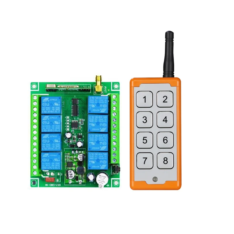 

433mhz DC12V 24V 36V 8 channel RF Wireless Remote Control switch Receiver Transmitter Universal power lighting 1000m