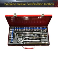 24 pc auto repair tool mechanical maintenance combination 10 32mm socket wrench hexagon socket set profissional home tools boxes