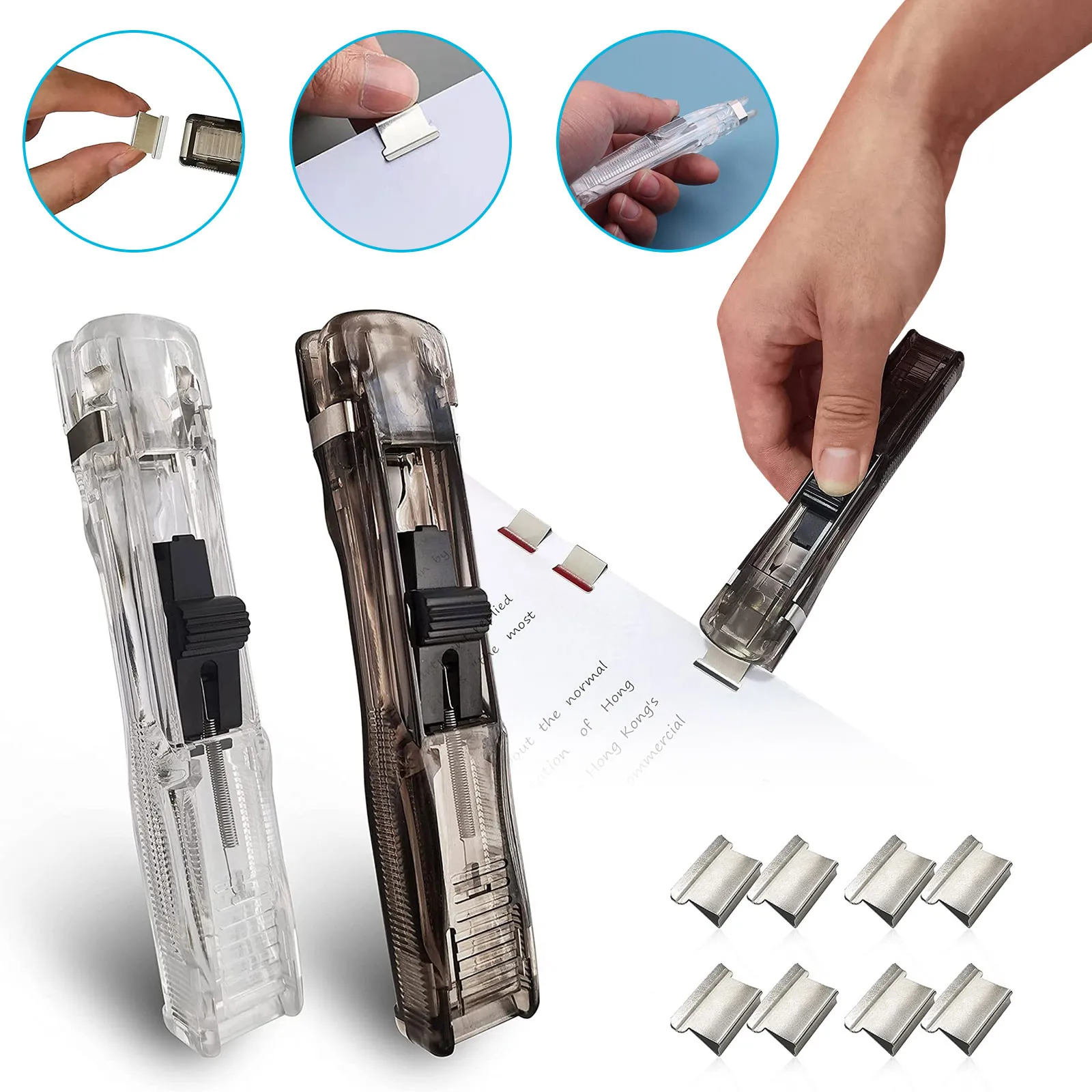 

Push Stapler Reusable Mini Stapler Hand Paper Clipper With Refills Metal Stapler Paper Clips For Document Binding Office Machine