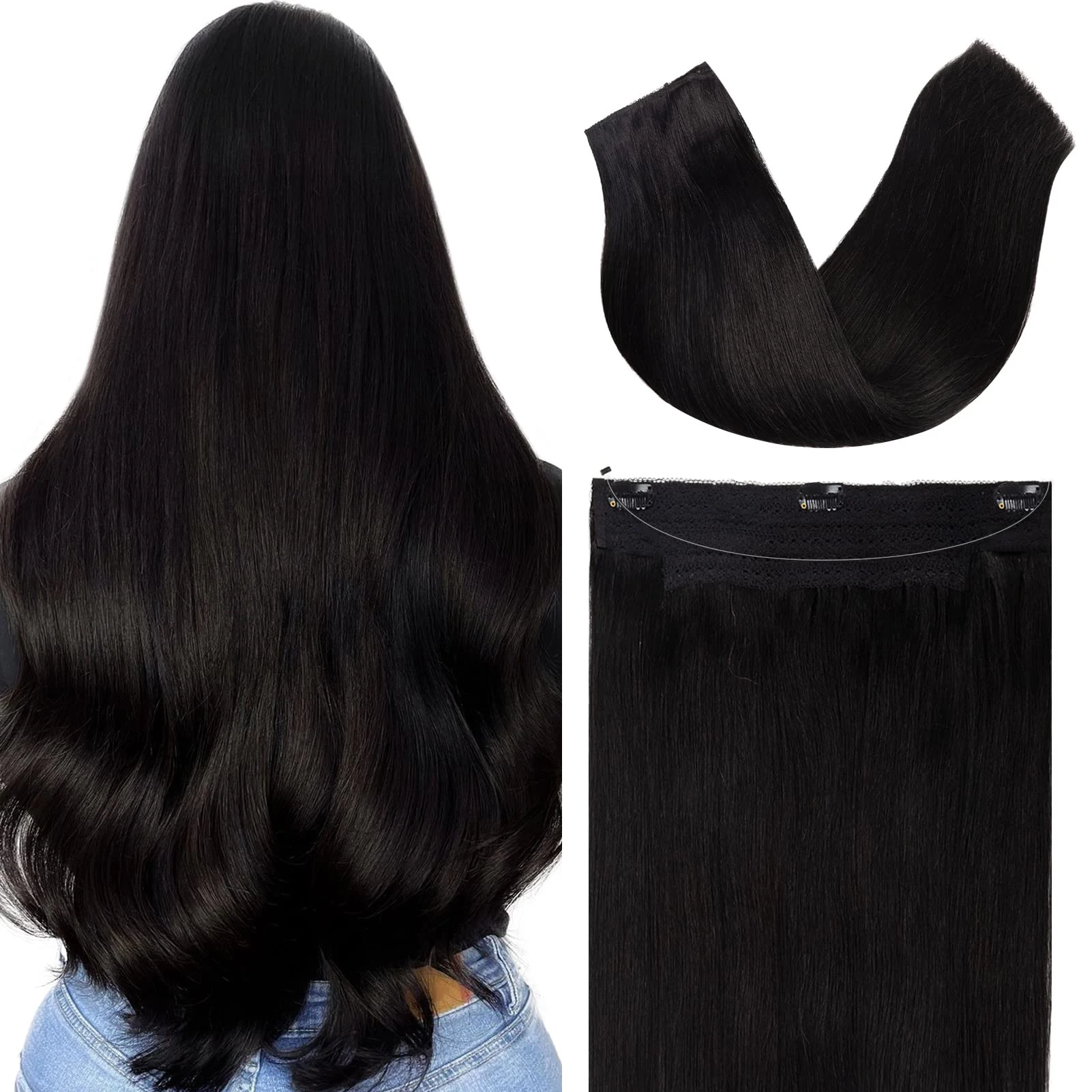 Уток Человеческих Волос Black Remy 110 Г Полный # 1 Натуральный Цвет 8-26 Дюймов