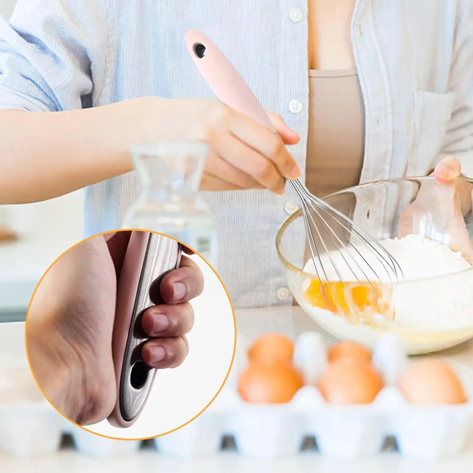 

Whisk Manual Silicone Handle Egg Beater Dough Blender Baking Stirring Tool Handheld Rod Kitchen Z6j0
