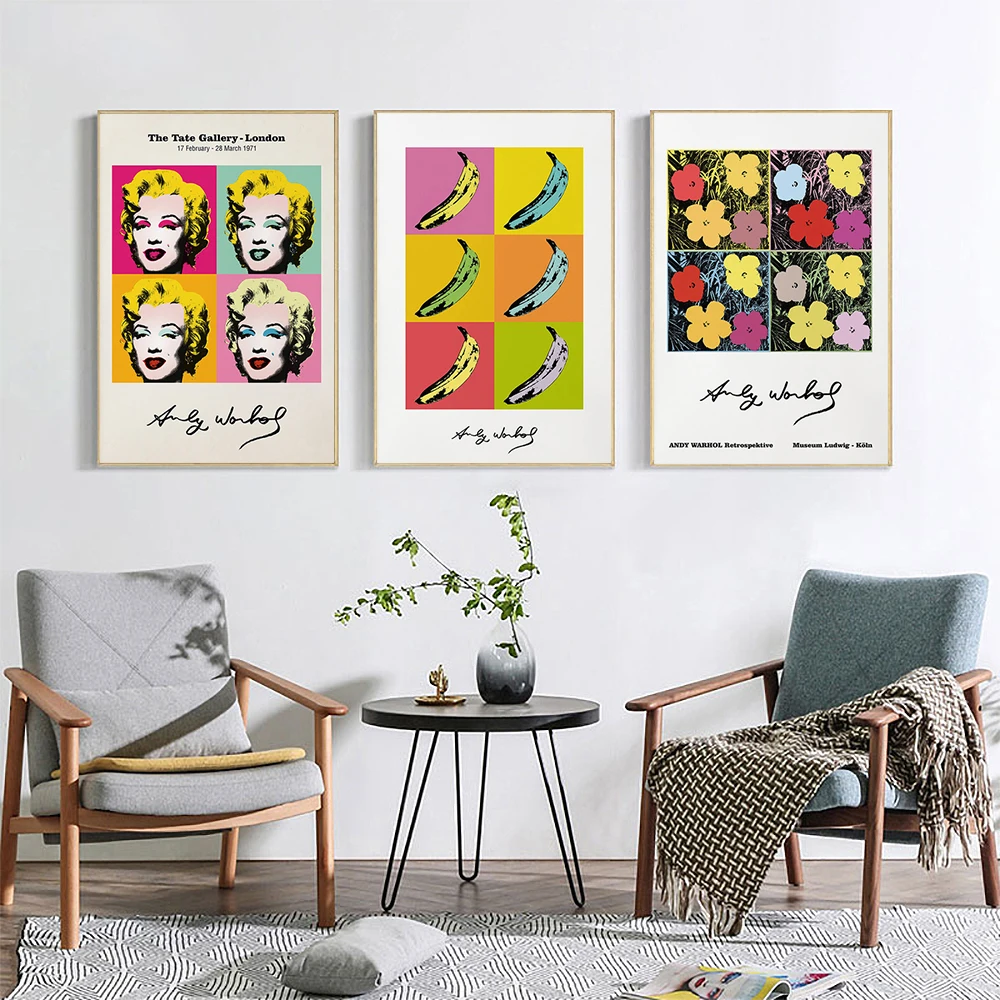 

Colorful Banana Flower Cattle Canvas Painting And Print Andy Warhol Classic Poster Nordic Wall Art Pictures Living Room Decor
