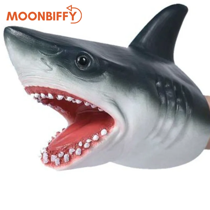 

Shark Hand Puppet TPR Animal Head Gloves Figure Simulation Animals Kids Toy Model Scaring Gag Halloween Jokes kids Gifts