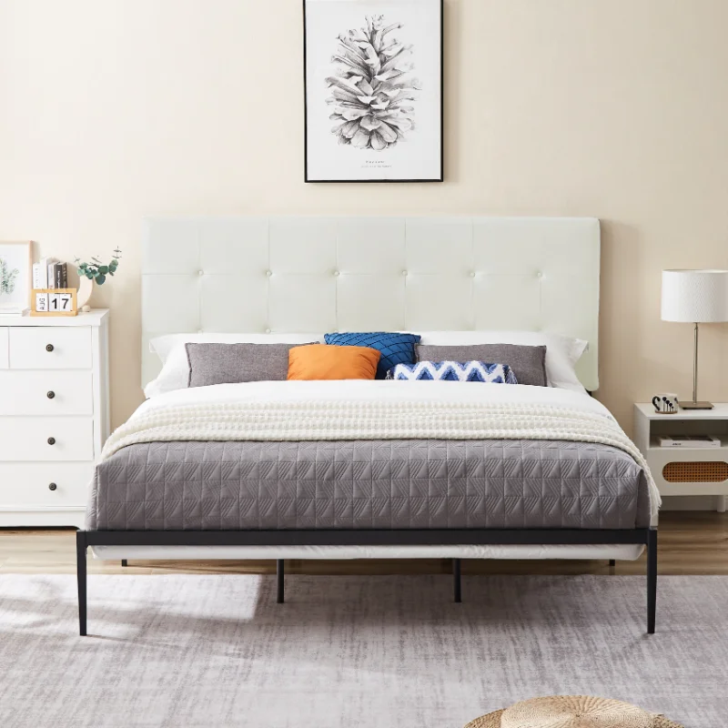 

[Flash Deal] B112 King PVC Bedspread with Sponge Interlayer Strong Iron Frame High Temperature Baking Varnish [US Stock]