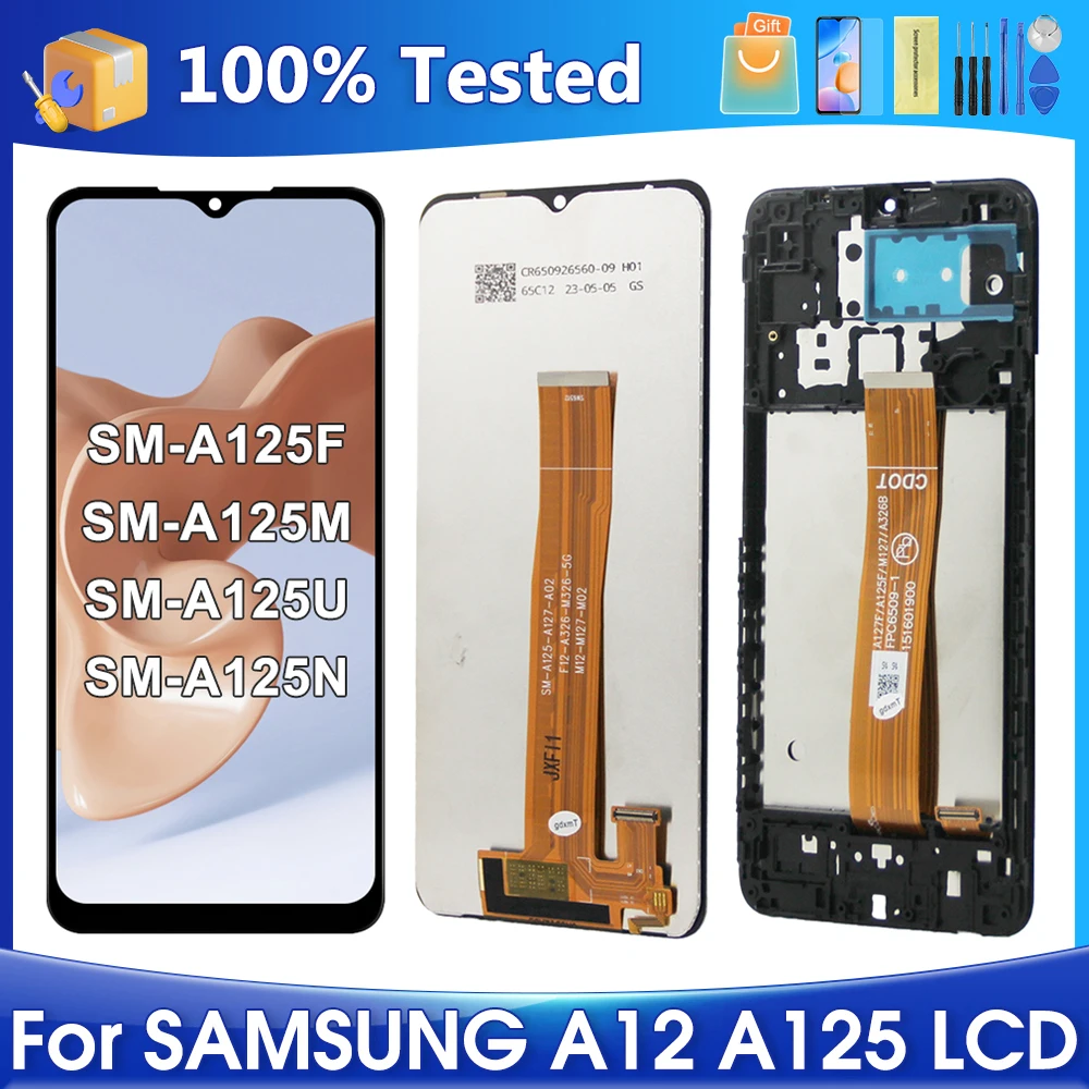 ЖК-дисплей для Samsung A125F/A125M/A125U/A125N/A125W, дисплей с сенсорным экраном 6,5 дюйма, дигитайзер в сборе, замена, оригинал