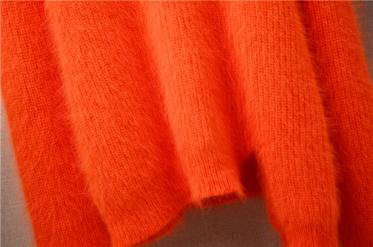 Женская осенне-зимняя одежда оранжевый пушистый норковый кашемировый вязаный