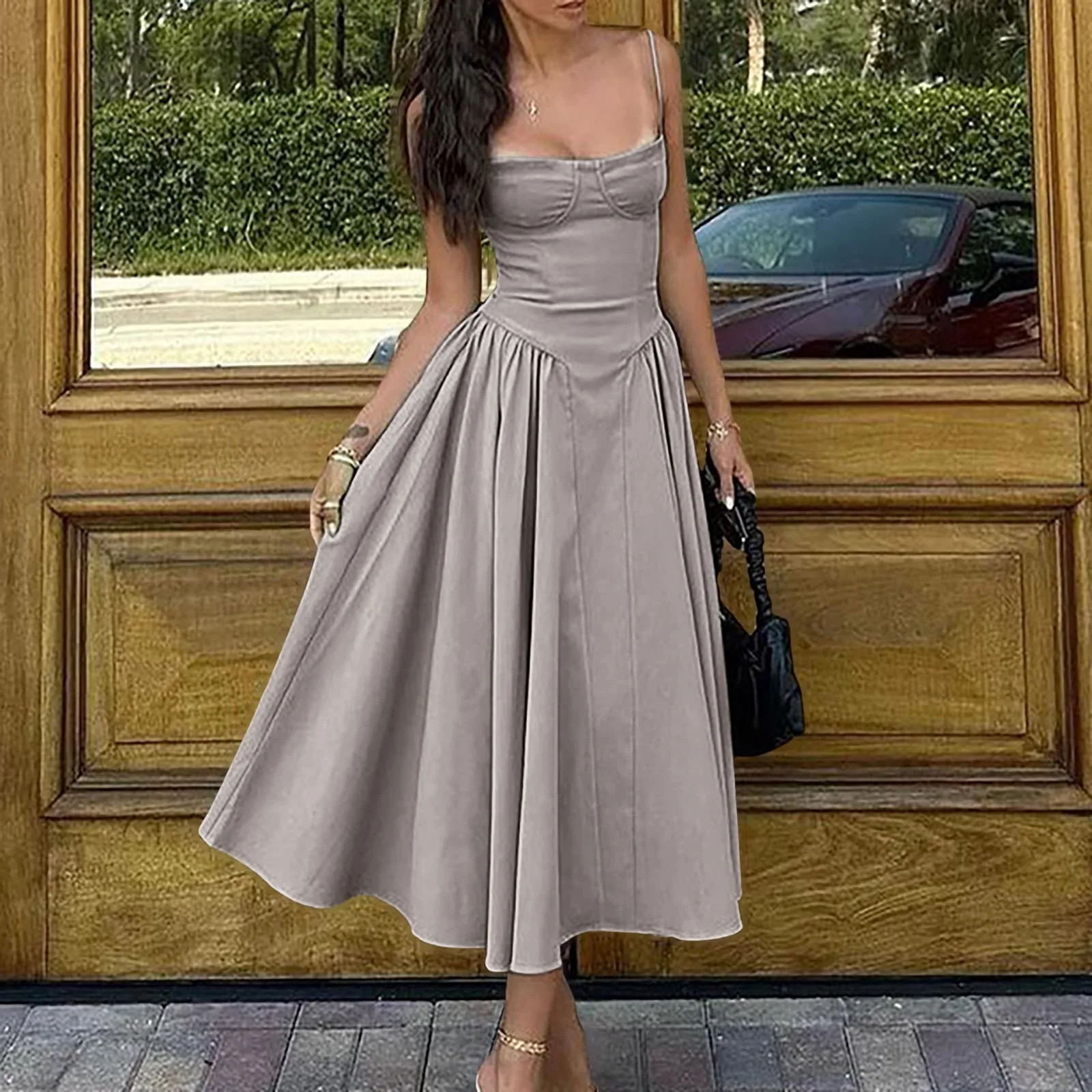 Женское винтажное вечернее платье элегантное плиссированное на