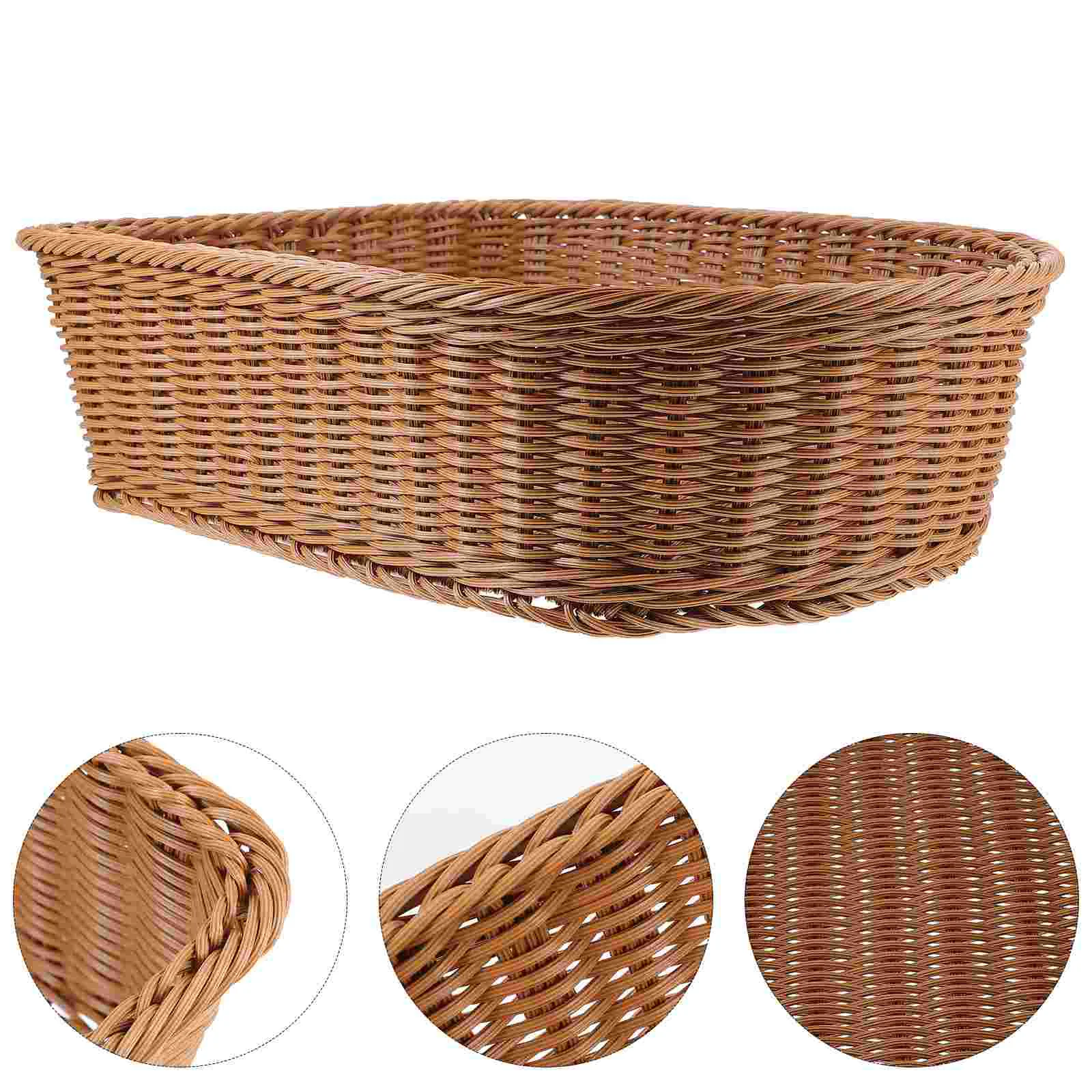 

Imitation Rattan Storage Basket Shelf Woven Desktop Sundries Organizer For Organizing Pp Weaving