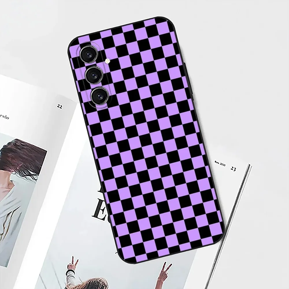 Checkerboard checked Board Phone Case For Samsung S25 S24 S21 S22 S23 S30 Ultra S20 Plus Fe Lite Note 10 9 5G Black Soft Shell