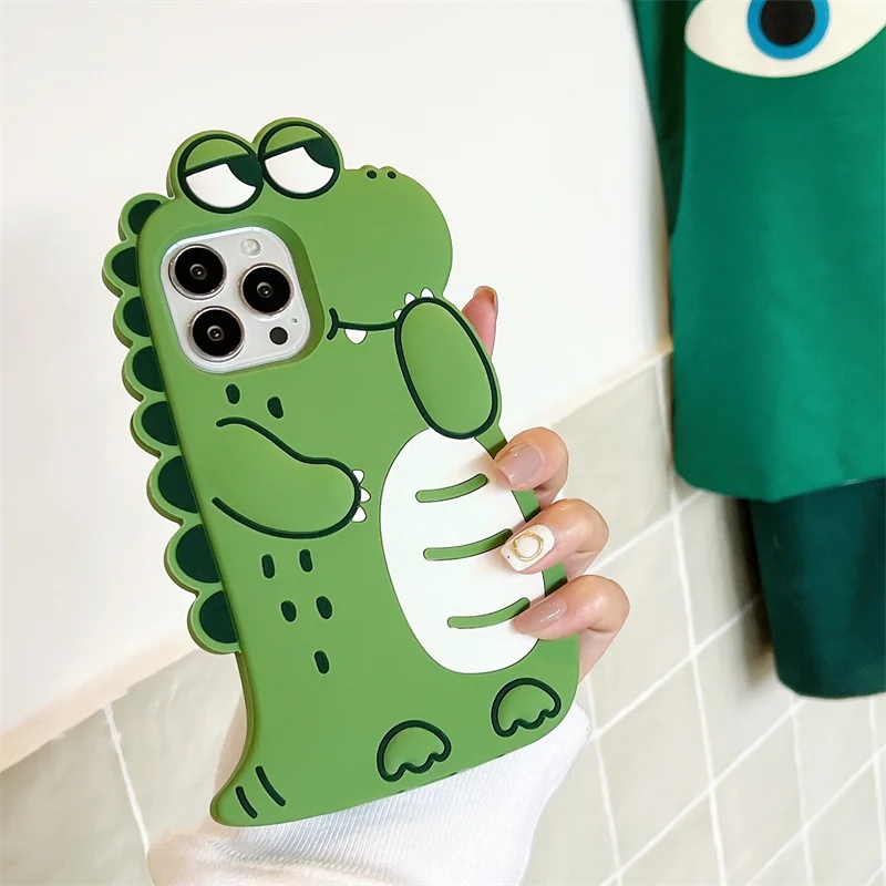 

3D Cute Crocodile Phone Cases For Iphone 14 13 12 Pro 11 XR XS Max 6s 6 8 7 Plus Silicone Protection Shockproof Soft Back Cover