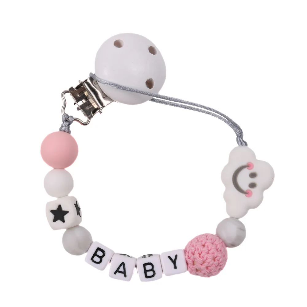 

Personalized Name Pacifier Clips Baby Silicone Cloud Customized Dummy Chain Nipple Holder Infant Teat Attachment Feeding