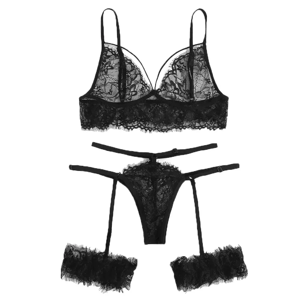 

Женское нижнее белье, набор подвязок, кружевное белье, бюстгальтер + подвязка + стринги, Сексуальное белье в стиле Babydoll, горячее эротическое ...