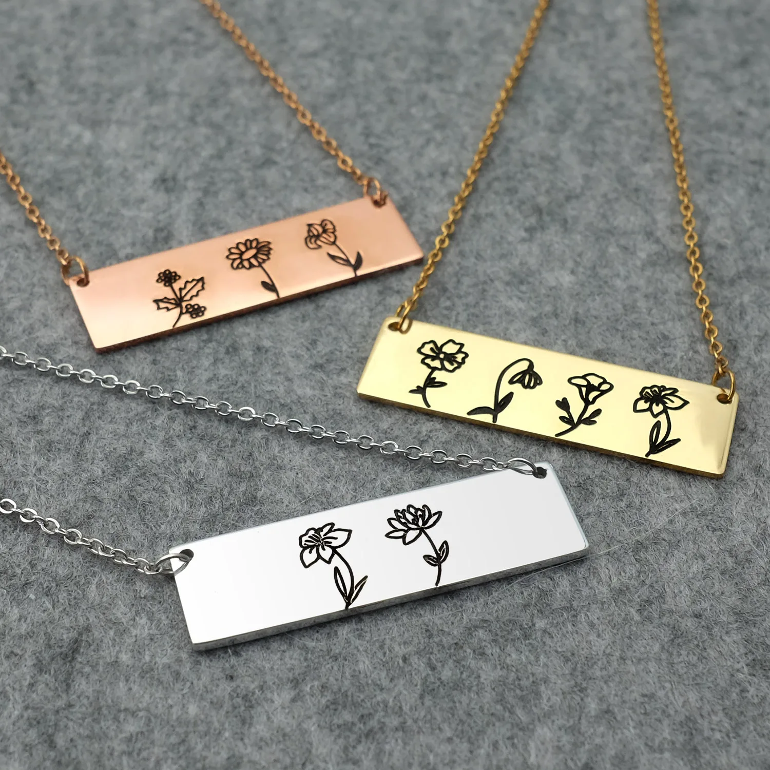 

Personalized Bouquet Flower Combined Birth Flower Necklace Necklace Birthflower Necklace Gifts for Mom Custom Mom Birthday Gift