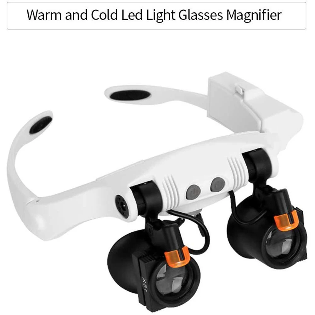 

Portable Foldable Battery Operated LED Light Optical Lens Watchmaker Inspection Magnifier Eye Glasses ABS Head Loupe Repair Tool