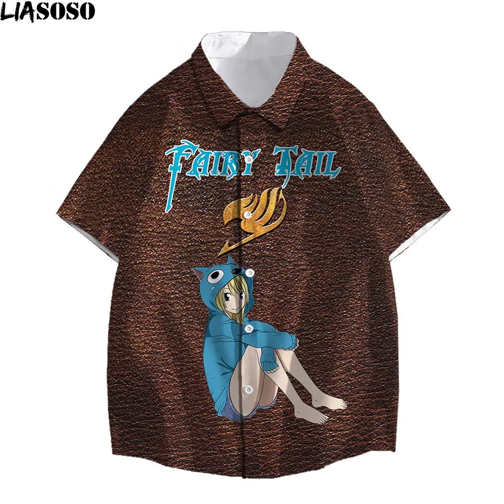 

LIASOSO Fairy Tail Aldult Cool V-neck Shirt Men Women 3D Print Tops Fairy Tail Printed Harajuku Streetwear Loose Men Clothing