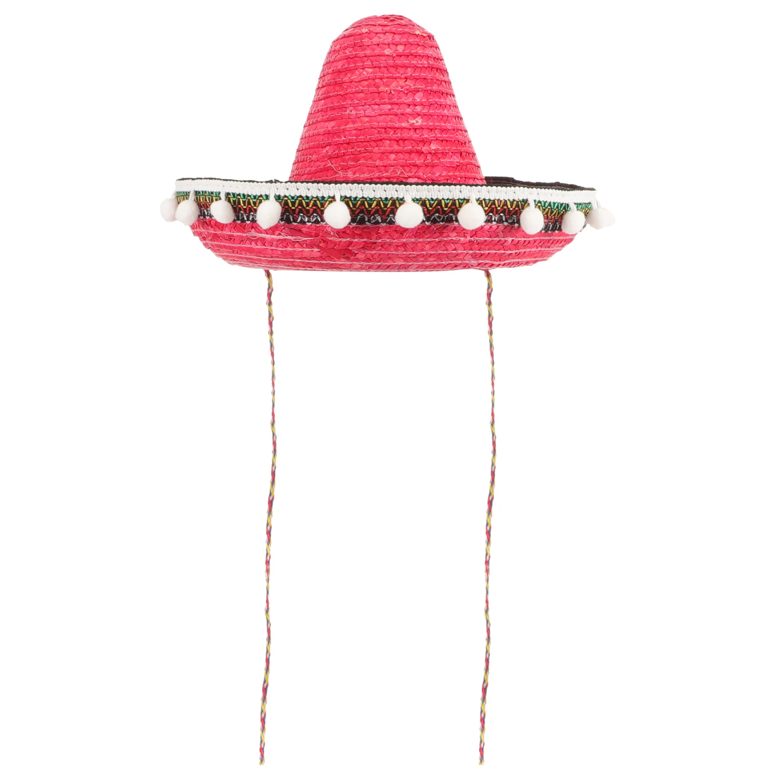 

Spanish Theme Straw Hat Pom Sombrero Hats Party Adults Mexican Halloween Supplies