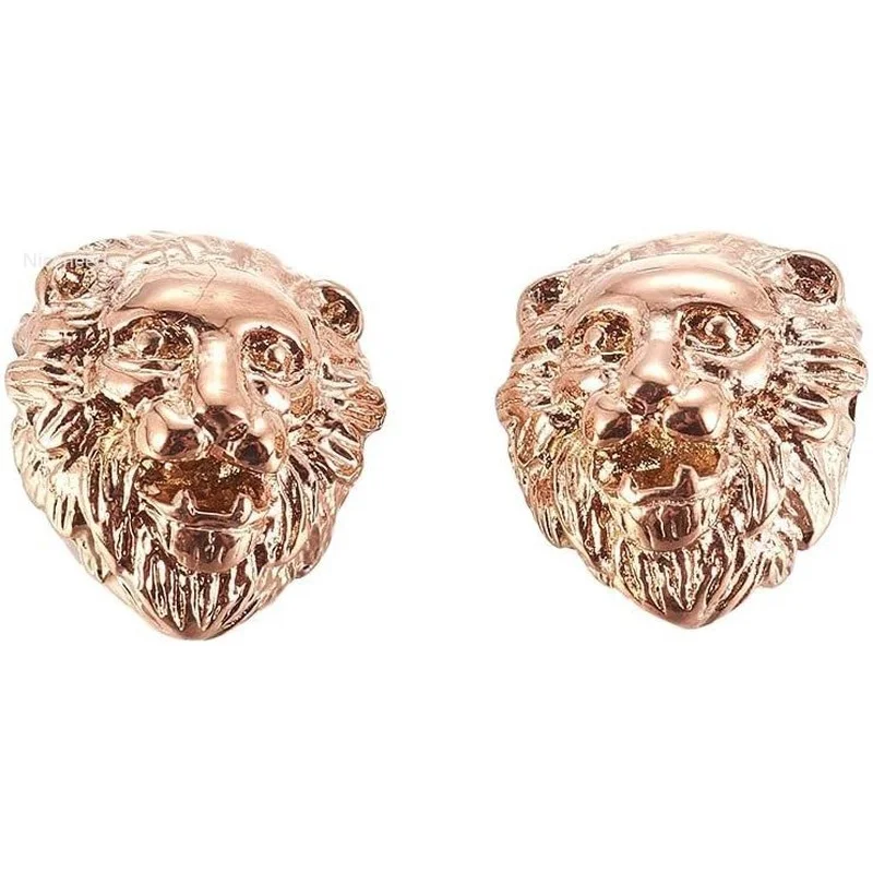 

10pcs Rose Gold Lion Head Bead 304 Stainless Steel Metal Animal Spacer Beads for Jewelry Findings Bracelet Necklace Making