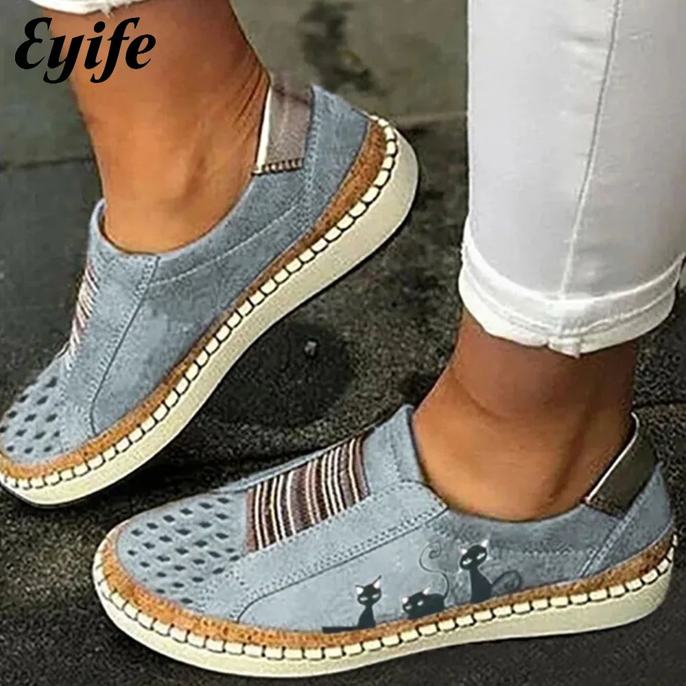 

Spring Comfy Loafers Women 2023 New Rero Daily Hollow Out Ladies Elastic Bnad Slip On Casual Shoes Running Walking Sneakers