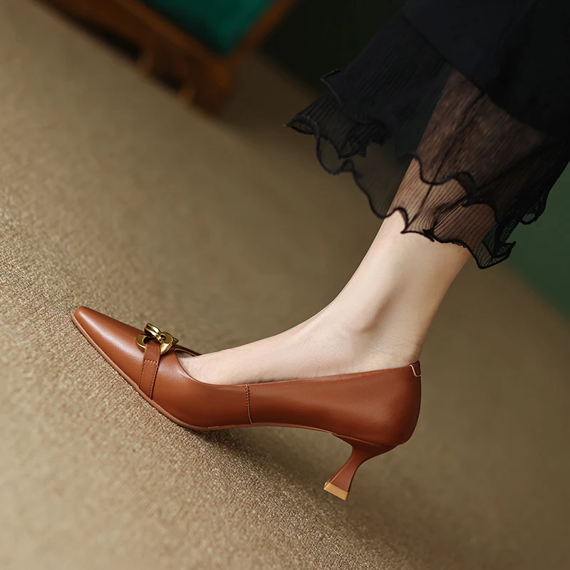 

2023 Spring Women Shoes Pointed Toe Thin Heel Pumps Mixed Colors High Heels Leather Shoes for Women Elegent Lady Shoes