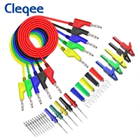 cleqee p1036b series 4mm banana to banana plug test lead kit for multimeter with alligator clip u type puncture test probe kit