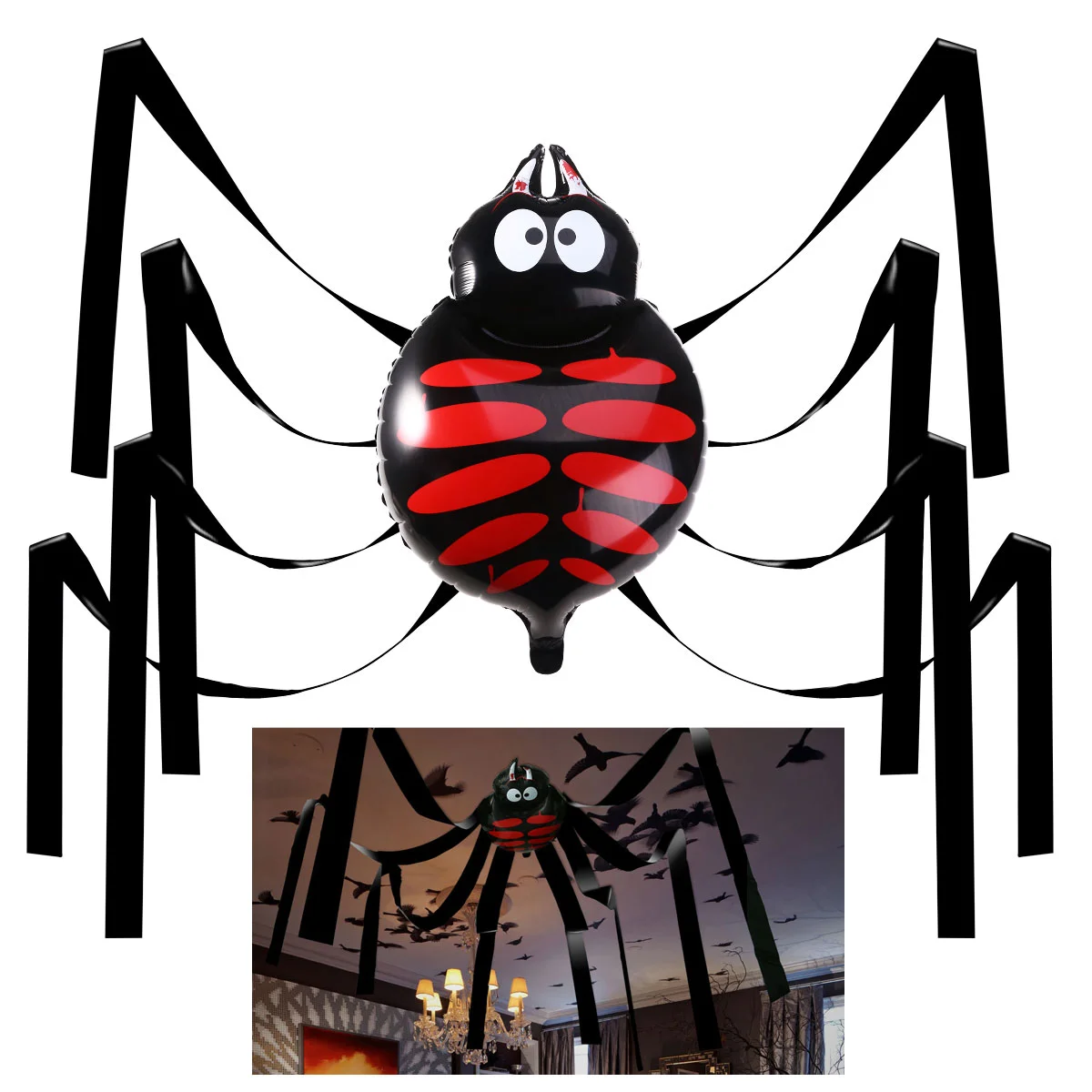 

UNOMOR Giant Spider Aluminum Film Balloon Hanging Aluminum Film Spider