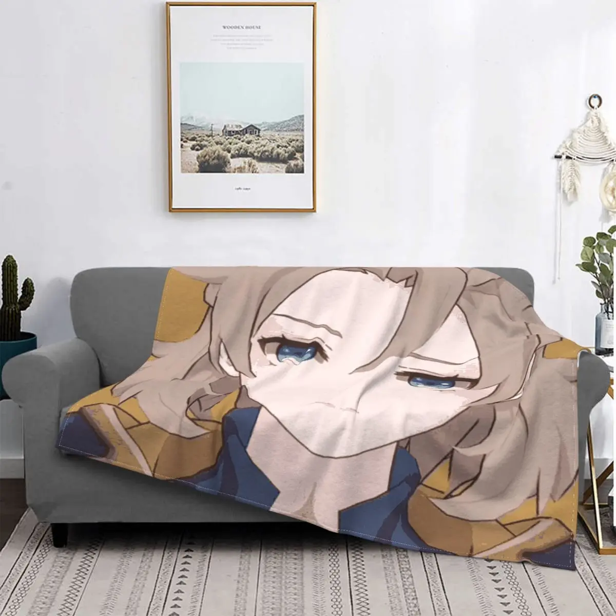 

Smug Albedo Genshin Impact Blanket Fleece Printed Anime Game Multifunction Warm Throw Blanket for Bedding Couch Quilt