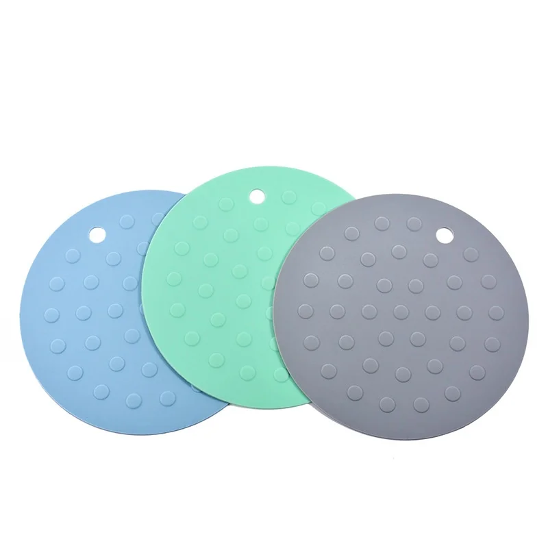 Круглые однотонные подставки простые двусторонние в горошек теплоизоляционные