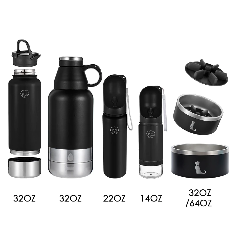 32oz 64oz 2022 New Design Stainless Steel Pets Dog Bowl Vacuum Insulated Water Bottle For Picnic