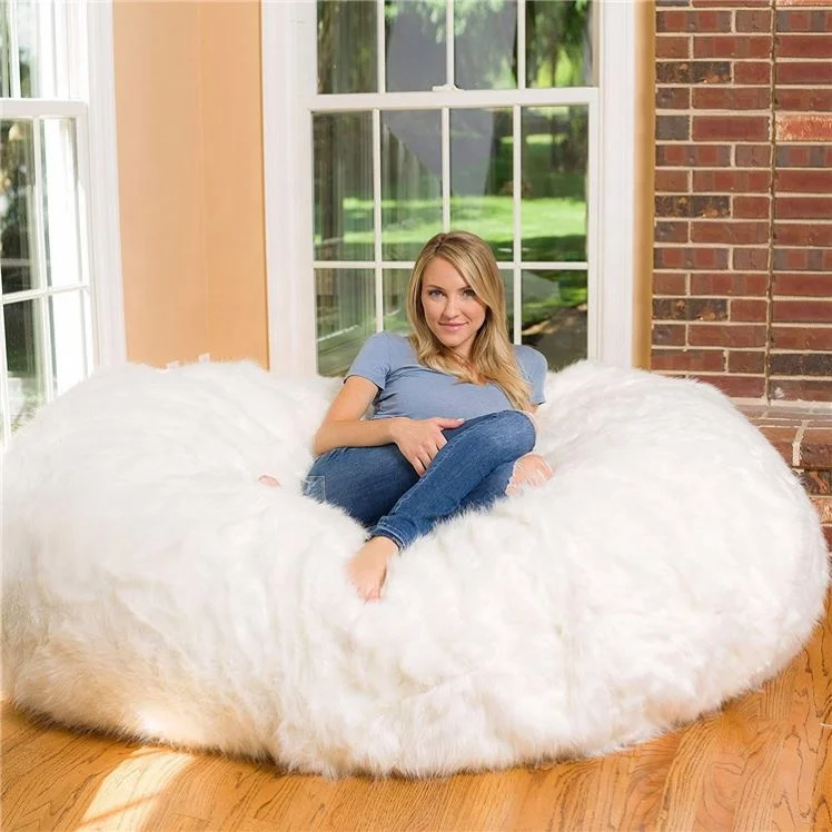 

OUTDOOR Faux Fur Bean Bag Chair, Large Beanbag Recliner