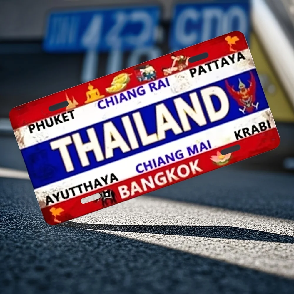 

Винтажная металлическая вывеска Flat с городами Таиланда