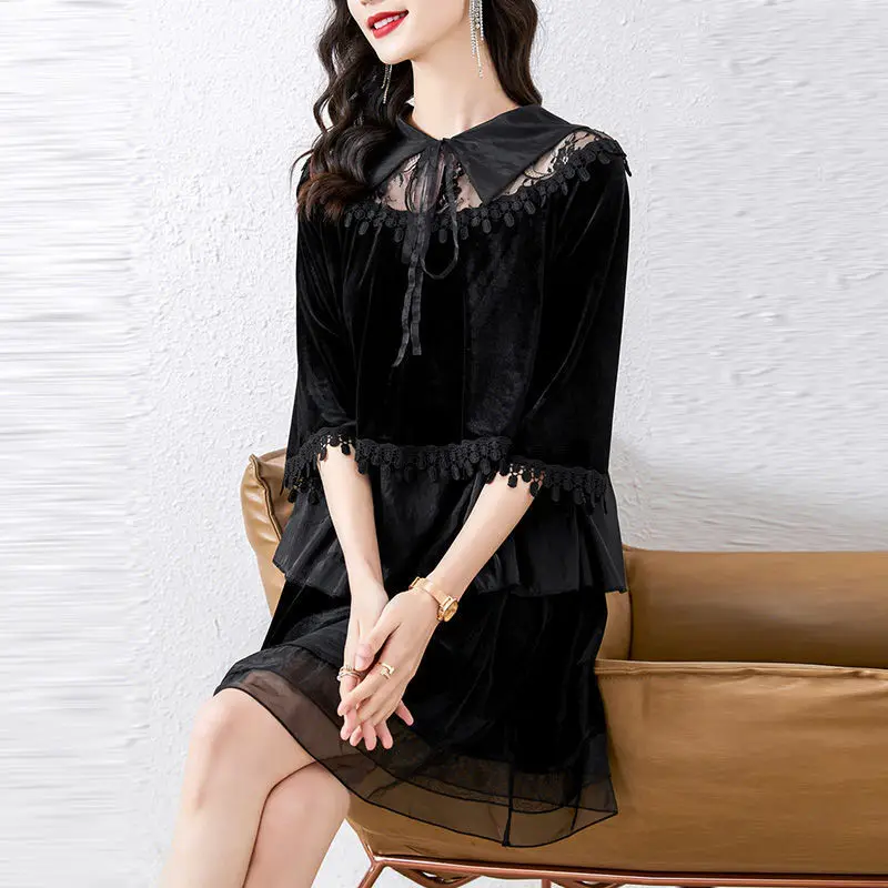 

Женское платье, весна 2022, женское элегантное платье qi с длинным рукавом, длинное секционное женское платье большого размера, юбка-слайм на ж...