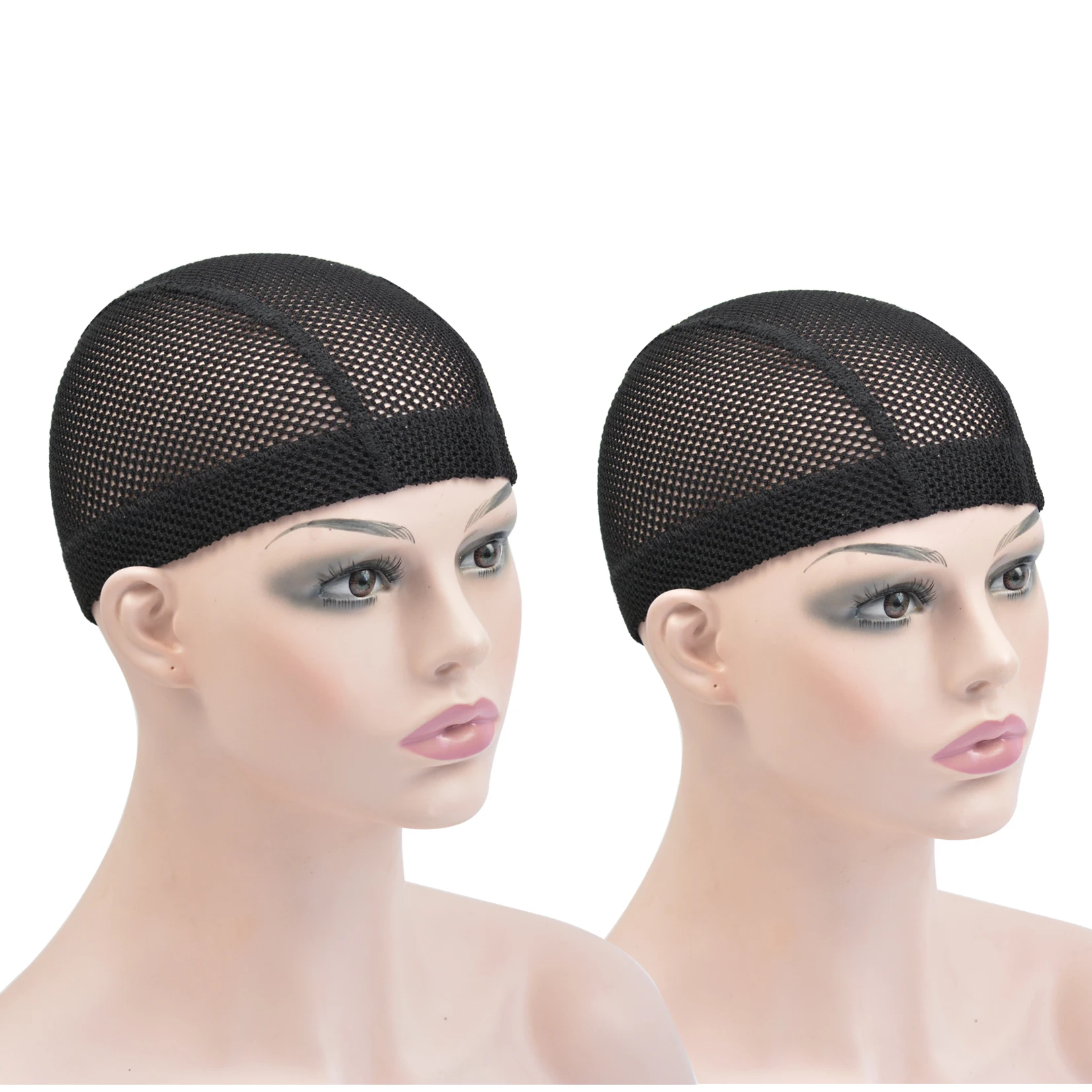 

2 Pcs Black Mesh Dome Wig Cap for Making Wig Big Hole Mesh Cap for Crochet Braids for Women