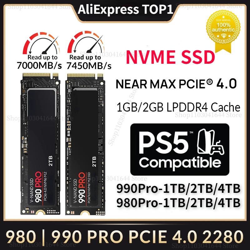 

Newest Original Brand 990 Pro SSD 4TB/2TB/1TB NVMe PCIe 4.0 M.2 2280 980 Pro Drive Compatible with PS5/Laptop/PC/Gaming Computer