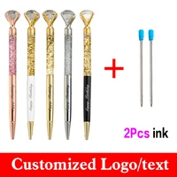 12 pcsset gold chalk get 2 ink diamond ballpoint pen metal advertising gift pen student prize custom logo stationery wholesale