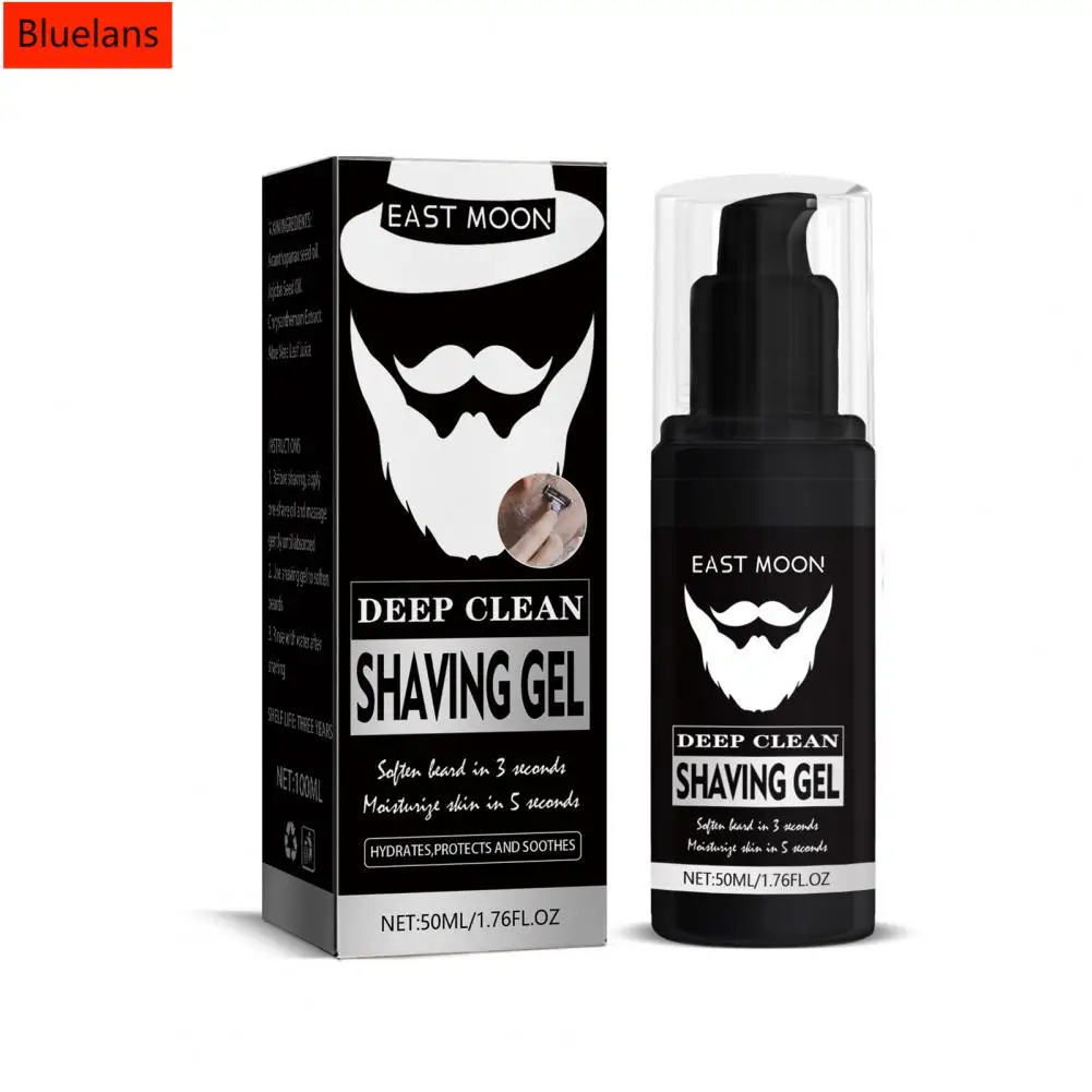 

50ml Shave Gel Deep Cleaning Refreshing Moisturizing Smoothing Natural Soften Beard Facial Care Mild Men Beard Cleaning Gel Male