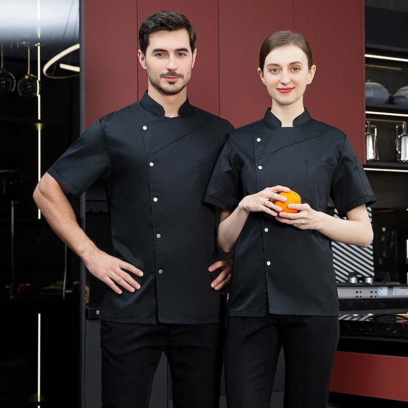 Erkekler siyah şef ceket kadınlar uzun kollu önlük şef ceketi için yaz baş şef üniforma restoran otel mutfak pişirme kıyafetleri