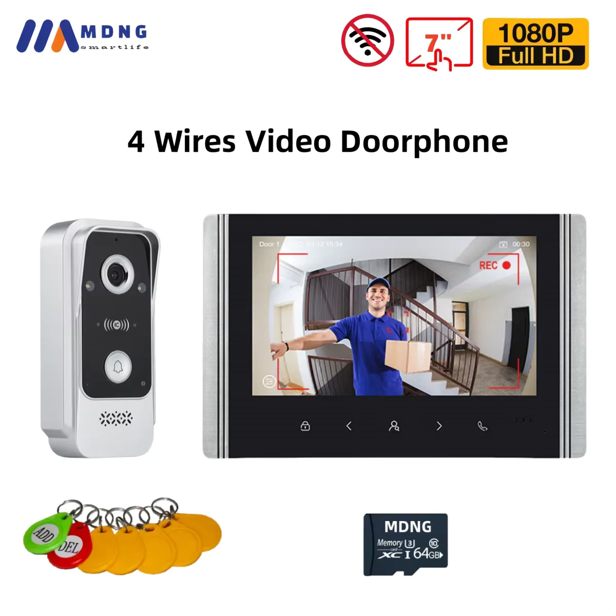 

7-дюймовый проводной видеодомофон 800TVL, водонепроницаемая уличная HD-камера, IP55, домофон, домофонные системы для дома, квартиры