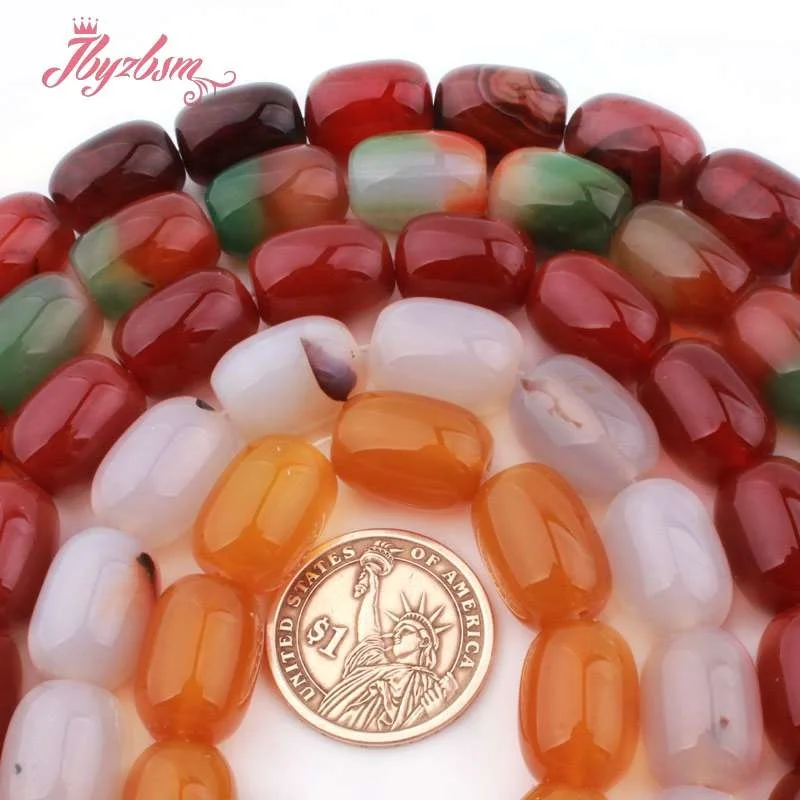 

13x18mm Column Smooth Frost Agates Natural Stone Spacer Loose Beads for DIY Charm Pendant Necklace Bracelet Jewelry Making 15"